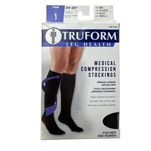 TruForm Leg Health Medical Compression Stocking20-30 Knee High Socks Black 3X